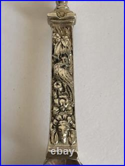 Superbe ancienne CUILLERE décor BATEAU VOILIER en ARGENT poinçons PAYS BAS 1917