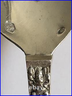 Superbe ancienne CUILLERE décor BATEAU VOILIER en ARGENT poinçons PAYS BAS 1917