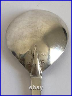 Superbe ancienne CUILLERE décor BATEAU VOILIER en ARGENT poinçons PAYS BAS 1917