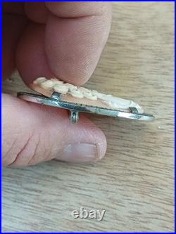 Superbe broche camée ancien en argent massif (poinçon Sanglier) ART DECO