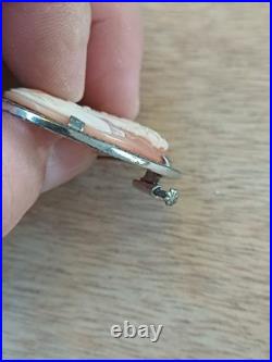 Superbe broche camée ancien en argent massif (poinçon Sanglier) ART DECO