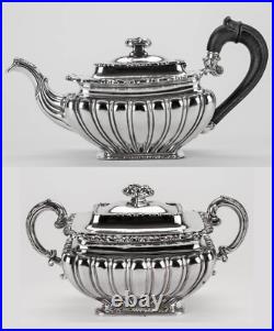 THÉIÈRE ARGENT MASSIF 1er T. Et SUCRIER 1529g POINÇON VIEILLARD ENSEMBLE ASSORTI