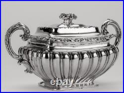 THÉIÈRE ARGENT MASSIF 1er T. Et SUCRIER 1529g POINÇON VIEILLARD ENSEMBLE ASSORTI