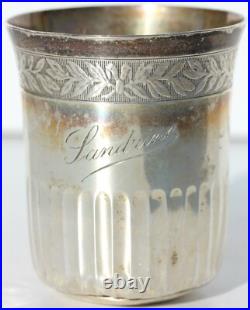 TIMBALE EN ARGENT MASSIF 950/1000 POINÇON TÊTE DE MINERVE 7,5 cm 87,3 g