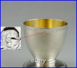 TRES BEAU COQUETIER En Argent Massif et vermeil poinçon Minerve 1er titre