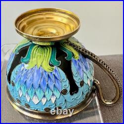 Tasse Russe En Argent Massif Émaillé Époque Art Nouveau 1900 Poinçon 916