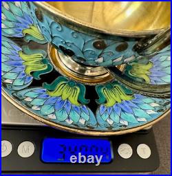 Tasse Russe En Argent Massif Émaillé Époque Art Nouveau 1900 Poinçon 916