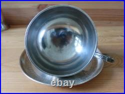 Tasse + Sous Tasse A Chocolat Argent Massif Poincon Minerve