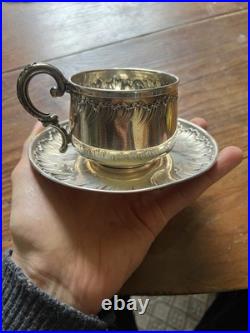 Tasse a Chocolat Argent Massif Poinçon Minerve Décors Rocaille Silver Cup