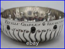 Taste-vin En Argent Massif Poincon Minerve Modele Appui Pouce Feuillu