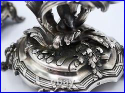 Tetard Paire De Bougeoirs 2 Feux En Argent Massif Poincon Minerve Style 18 Eme