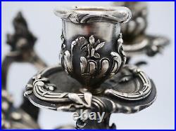 Tetard Paire De Bougeoirs 2 Feux En Argent Massif Poincon Minerve Style 18 Eme