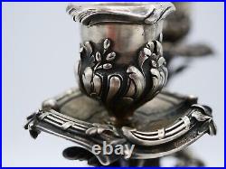Tetard Paire De Bougeoirs 2 Feux En Argent Massif Poincon Minerve Style 18 Eme