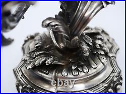 Tetard Paire De Bougeoirs 2 Feux En Argent Massif Poincon Minerve Style 18 Eme