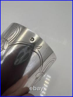 Timbale Art Nouveau En Argent Massif Poincon Minerve