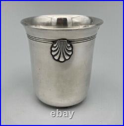 Timbale En Argent Massif Coquille Poincon Minerve 77 Grammes F753