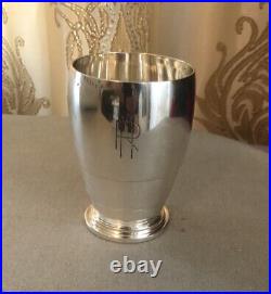 Timbale Piédouche En Argent Massif Vermeil Monogramme Poinçon De Minerve