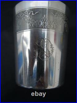 Timbale argent massif decor feuillages noud Louis XVI poinçon minerve orfevre