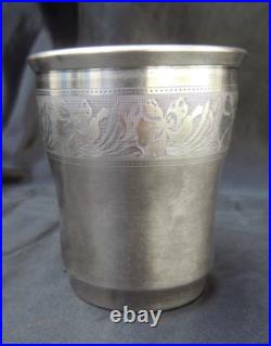 Timbale argent massif poinçon minerve maître orfèvre gobelet argent ciselé fleur