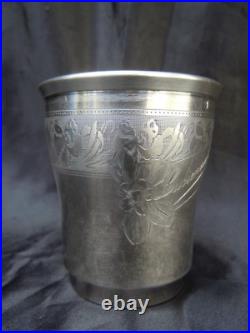 Timbale argent massif poinçon minerve maître orfèvre gobelet argent ciselé fleur