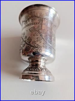 Timbale piedouche Argent Massif 950 2 Poinçons Minerve 1er Titre XIXe 69 Grs