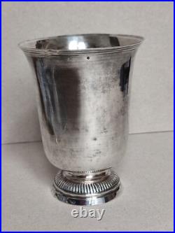 Timbale tulipe en Argent 950°/°° à piédouche godronné poinçon 1er Coq, 112,4g