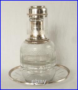 Tirbour service de nuit cristal, argent massif, vermeil poinçon Minerve