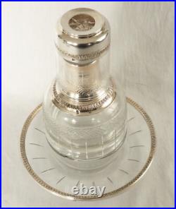 Tirbour service de nuit cristal, argent massif, vermeil poinçon Minerve