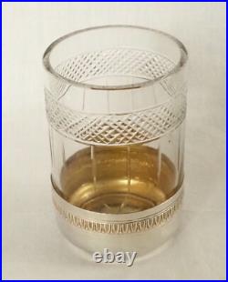 Tirbour service de nuit cristal, argent massif, vermeil poinçon Minerve