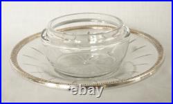 Tirbour service de nuit cristal, argent massif, vermeil poinçon Minerve