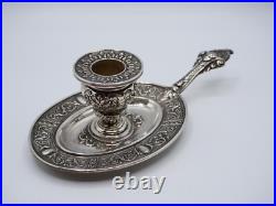 Tres Beau Bougeoir A Main En Argent Massif Poincon Minerve 1 Er Titre Regence