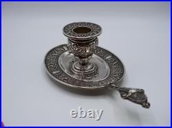 Tres Beau Bougeoir A Main En Argent Massif Poincon Minerve 1 Er Titre Regence