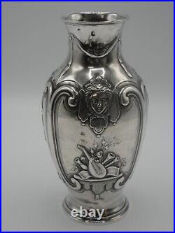 Tres Beau Vase En Argent Massif Poincon Minerve 1 Er Titre Louis XVI Mascaron