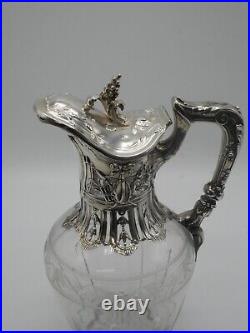 Tres Belle Aiguiere En Argent Massif Poincon Minerve Louis XVI Et Verre