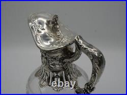 Tres Belle Aiguiere En Argent Massif Poincon Minerve Louis XVI Et Verre