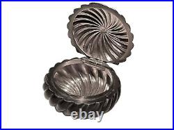Tres Belle Boite Ronde En Argent Massif 900 Vermeil Poincon A Identifier