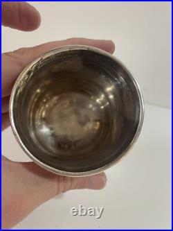 Tres Jolie Timbale En Argent Massif Guilloché Poincon Minerve Collection
