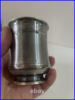 Tres Jolie Timbale En Argent Massif Guilloché Poincon Minerve Collection