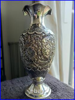 Très beau Vase ancien en argent massif. Perse. 580 gr. Art islamique. Poinçon