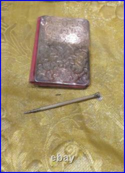 Tres bel ancien carnet de bal en argent massif poincon sanglier epoque XIXe