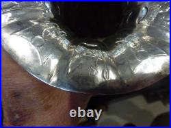 Vase Rococo en argent massif, nombreux poincons étrangers, H 20cm, P 336g, mono AS