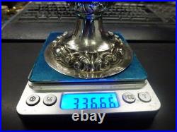Vase Rococo en argent massif, nombreux poincons étrangers, H 20cm, P 336g, mono AS