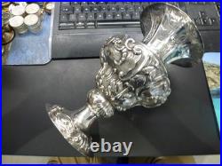 Vase Rococo en argent massif, nombreux poincons étrangers, H 20cm, P 336g, mono AS