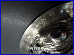 Vase Rococo en argent massif, nombreux poincons étrangers, H 20cm, P 336g, mono AS