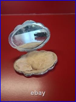 Vintage, poudrier, boîte miroir en argent massif Poinçons 800 73gr